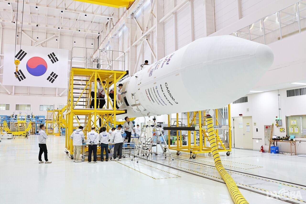 ▲누리호 4차 발사 총조립 현장.(한국항공우주연구원 제공)