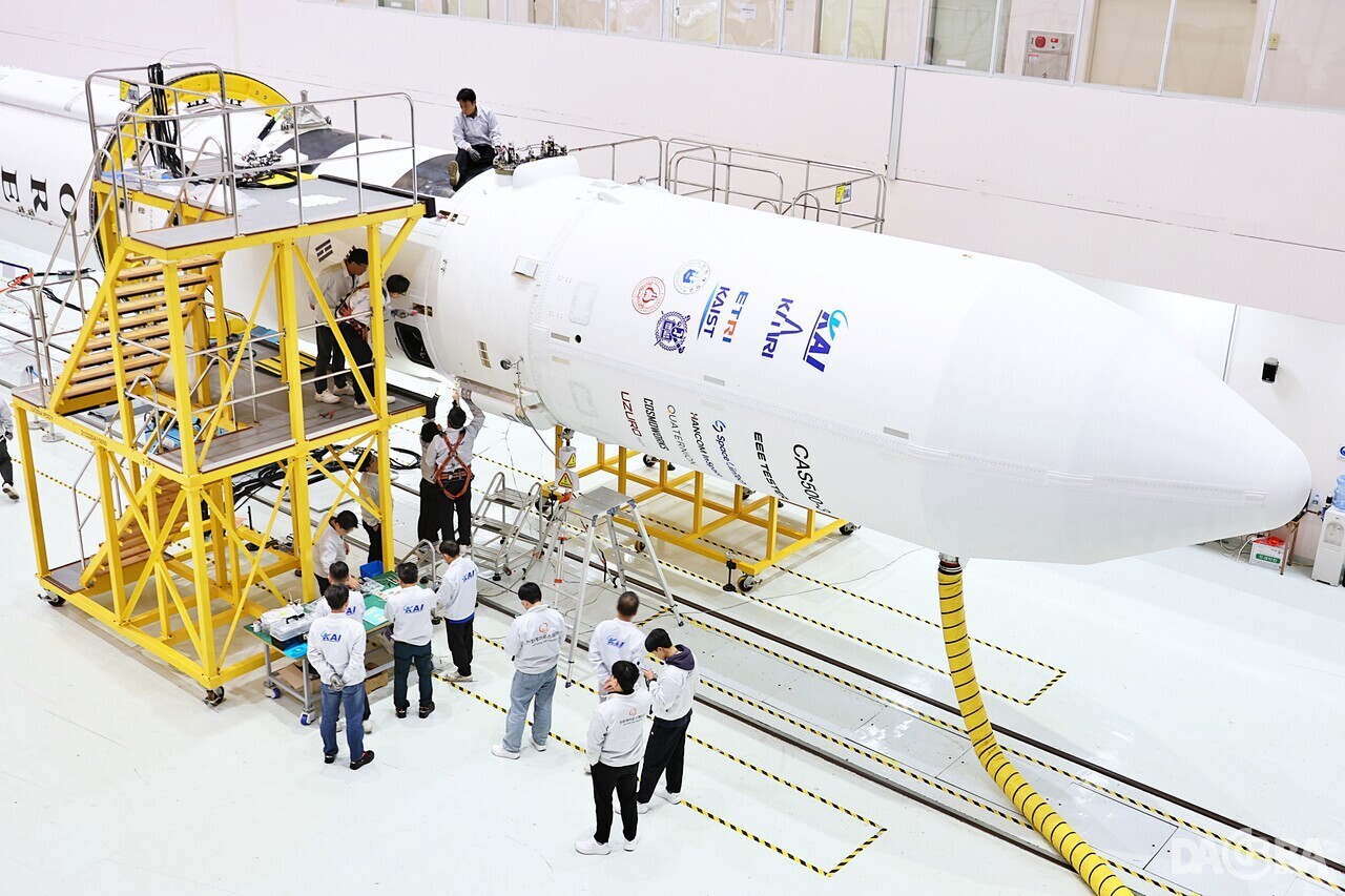 ▲누리호 4차 발사 총조립 현장.(한국항공우주연구원 제공)